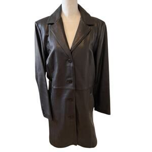 Juliet Michelle by Johnathan Adler Longline Leather Jacket Black XL